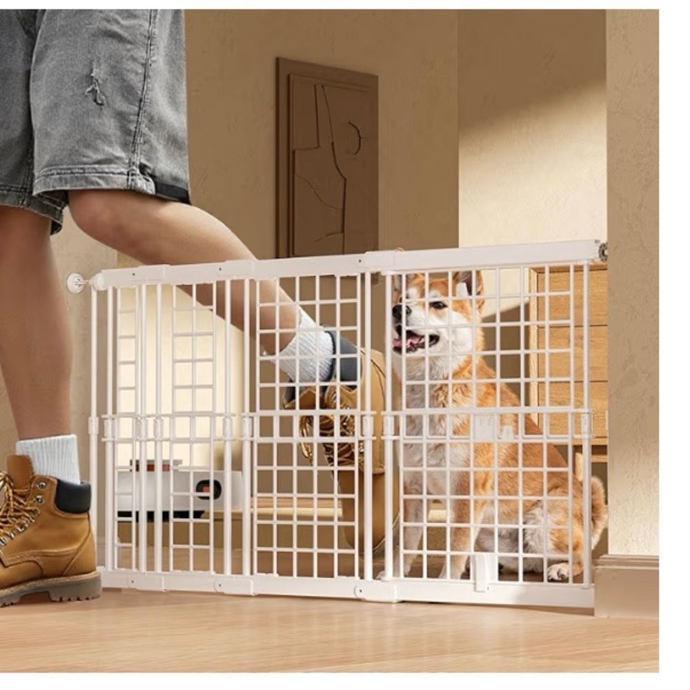 Adjustable Dog Gate - 13-22 Inch Height, 18-43 Inch Width Extension, White | New